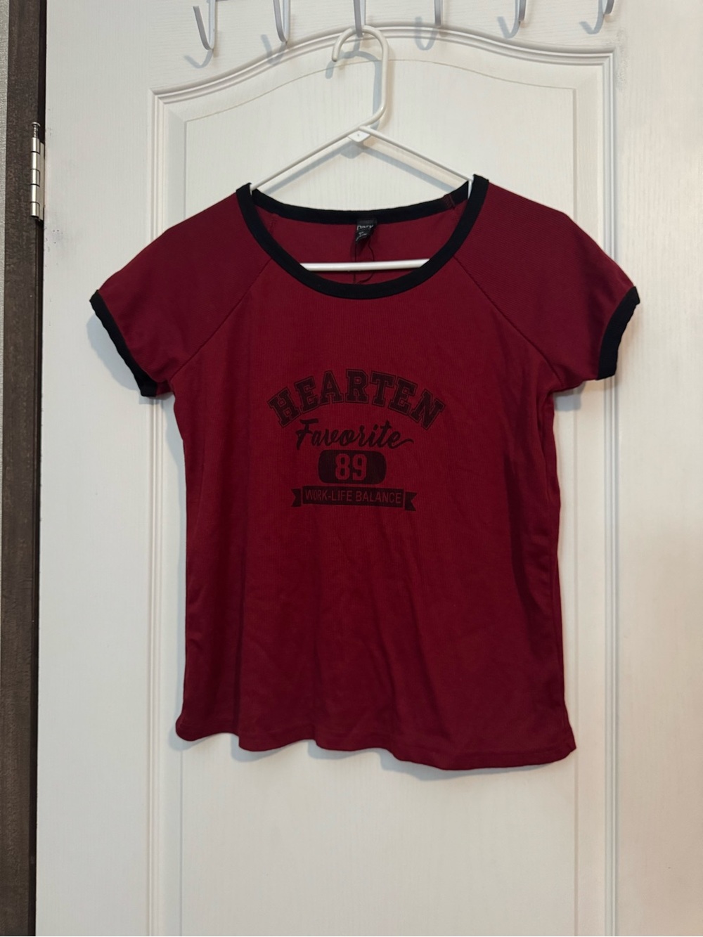Y2K Burgundy Graphic Ringer Tee